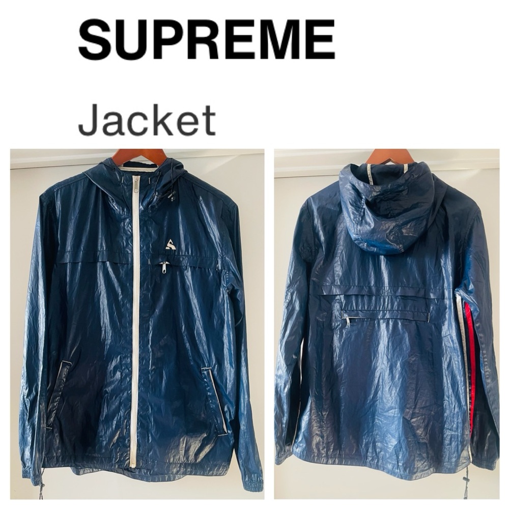 SUPREME Mens Vintage 2003 Navy Polyester Windbreaker Hoodie